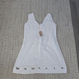 NWT 100% Cotton White Embroidered Sleeveless Dress